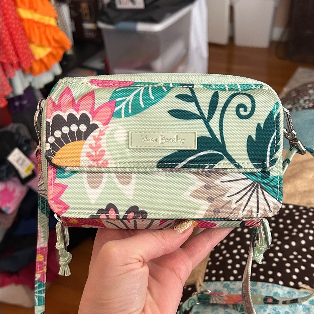 Vera Bradley Tropical Floral Crossbody Bag - Mint and Coral